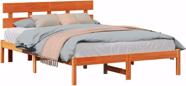 Struttura del letto-Giroletto Marrone 150 x 200 cm Legno massello di pino 859653