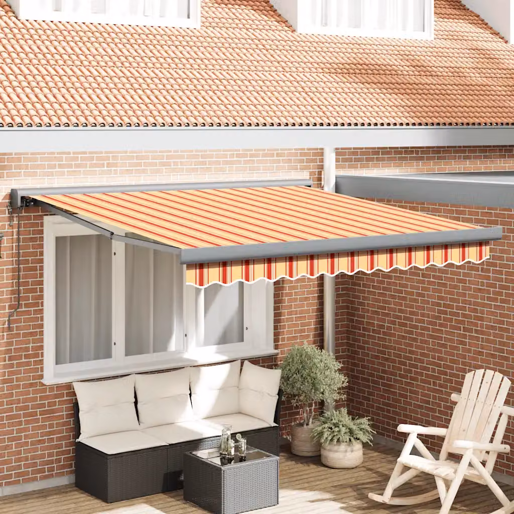 vidaXL Tenda Retrattile con Bracci Pieghevoli in Alluminio e Poliestere, Gialla e Bianca, L: 3 m, P: 2,5 m