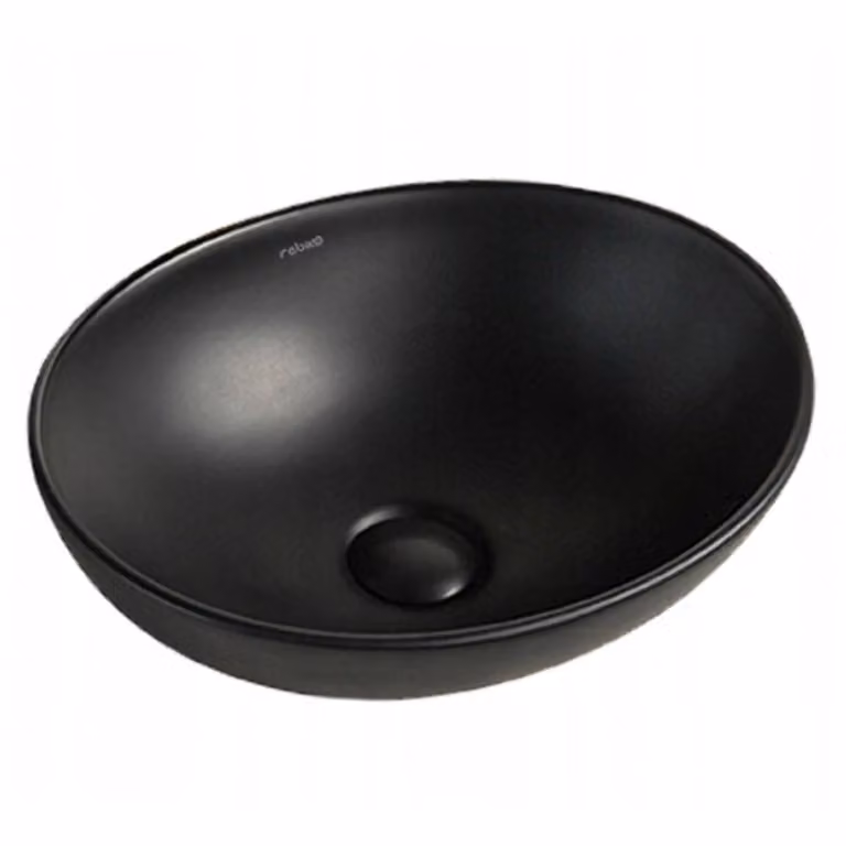 Lavabo da appoggio in Vetroceramica nera opaca elegante 41x33