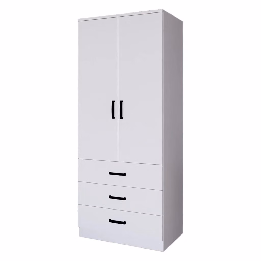 Armadio da camera da letto DMORA Sondrio con ante scorrevoli e cassetti interni, Bianco opaco, L: 60 cm, H: 175 cm – 2