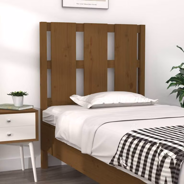 Testiera per letto vidaXL in legno massello di pino, colore ambra, L 80,5 x P 4 x H 100 cm