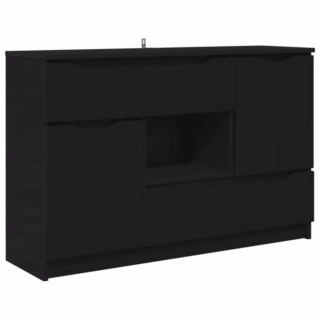 Credenza moderna vidaXL in legno MDF nero lucido L 100 x P 30 x H 65,6 cm – 2