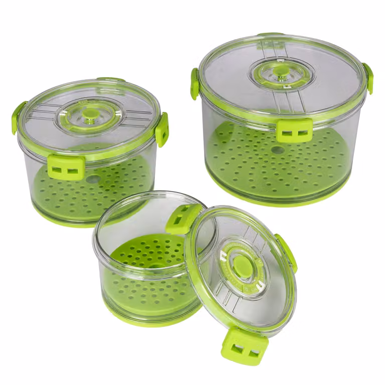 Set di 3 contenitori ermetici salvaspazio Gusto Casa in plastica trasparente, impilabili e senza BPA
