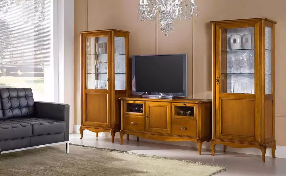 Porta TV classico in legno Mobili 2G con 2 cassetti e 2 ribalte finitura bassano L: 141 cm, P: 47 cm, H: 70 cm – 3