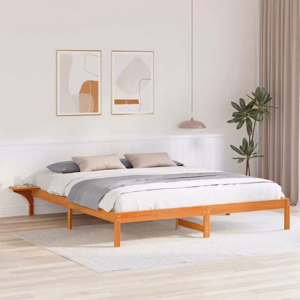 Struttura del letto moderna vidaXL in pino massello marrone cerato L/P: 180 x 200 cm – 1