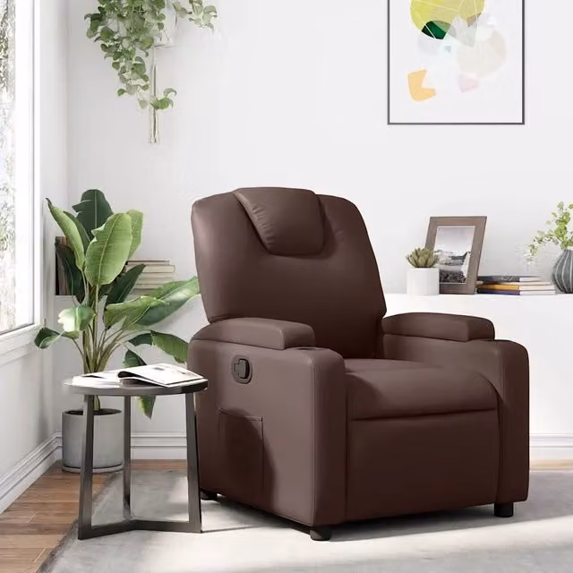 Poltrona Reclinabile Relax vidaXL in Similpelle Marrone con Braccioli e Regolazione Manuale