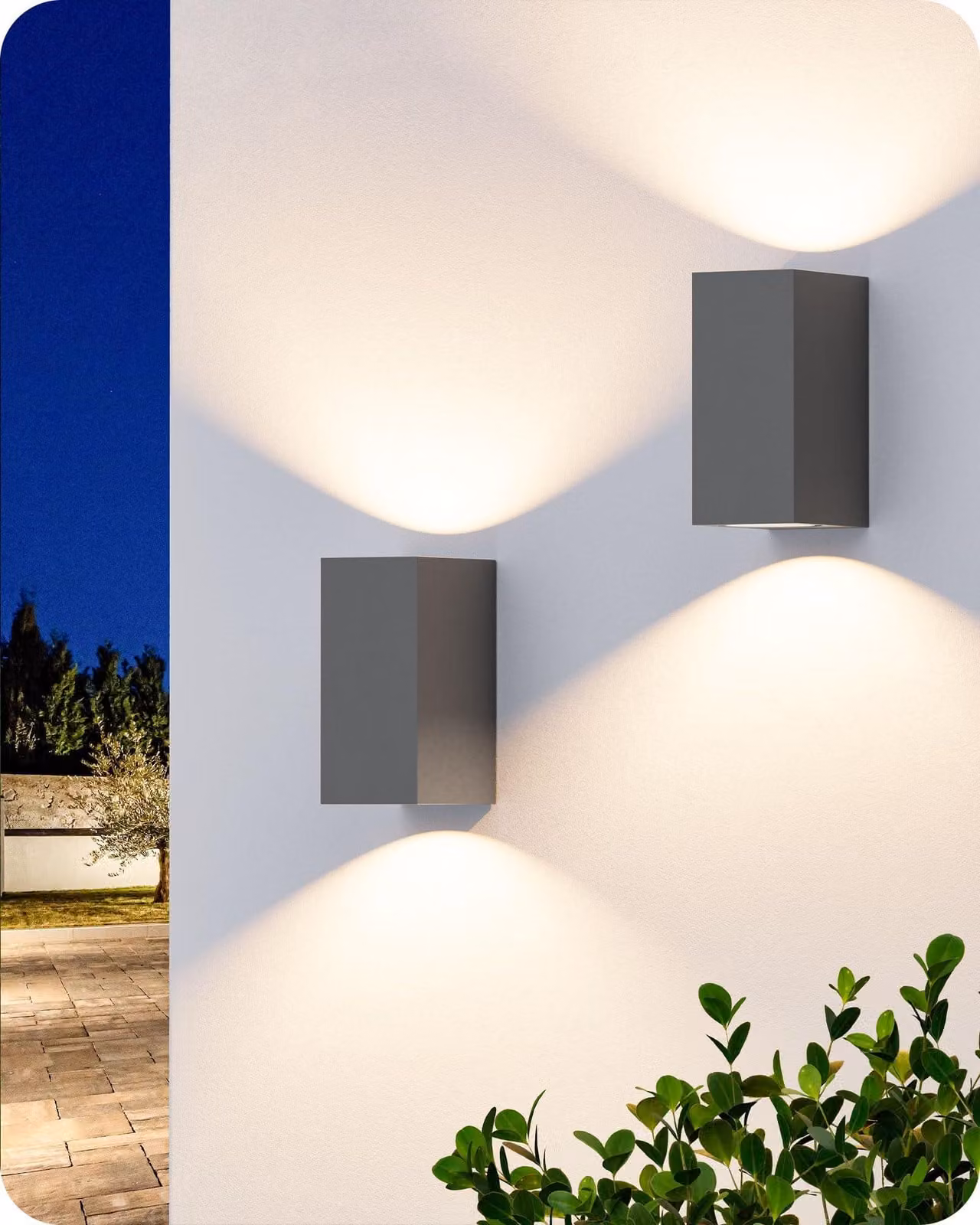 Lampada da parete, grado di protezione IP44, set da 2, attacco GU10, colore grigio scuro, materiale alluminio, dimensioni 15x6,5x9,2 cm