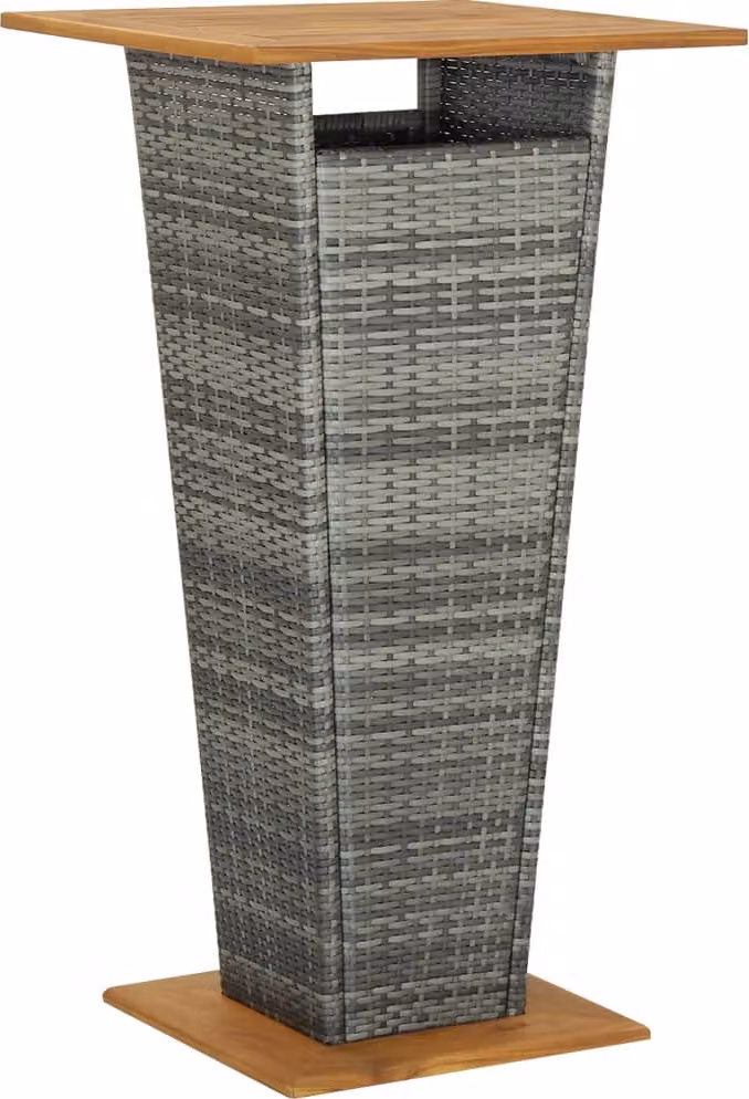 vidaXL Tavolo da bar grigio 60x60x110 cm in poly rattan e legno massiccio di acacia