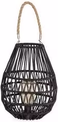 Lampada da tavolo solare NIKHITA Bizzotto in rattan nero con luce bianco caldo E27 H 28,5 cm, L 21,5 cm