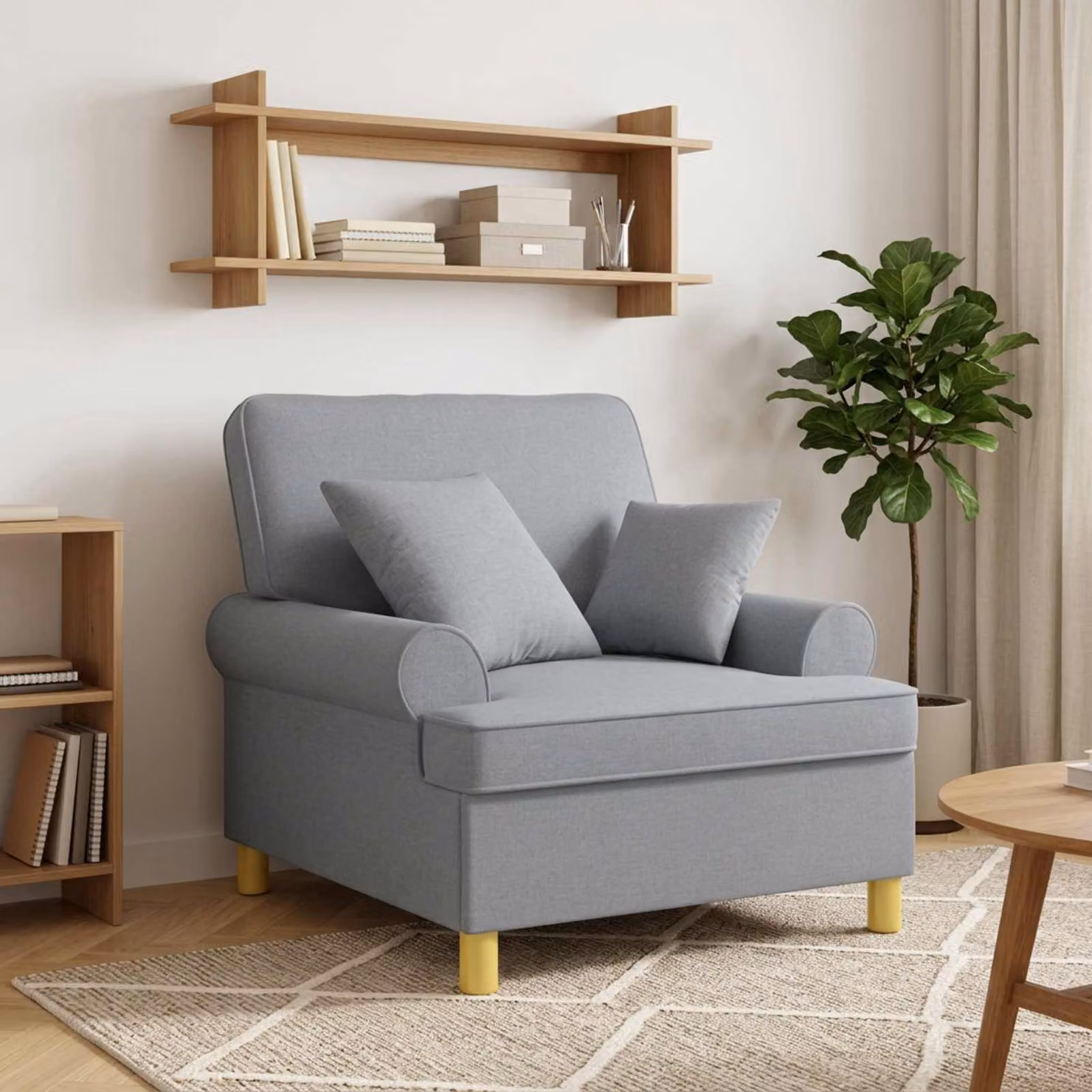 Poltrona relax XL vidaXL con cuscini in tessuto grigio per soggiorno e camera da letto