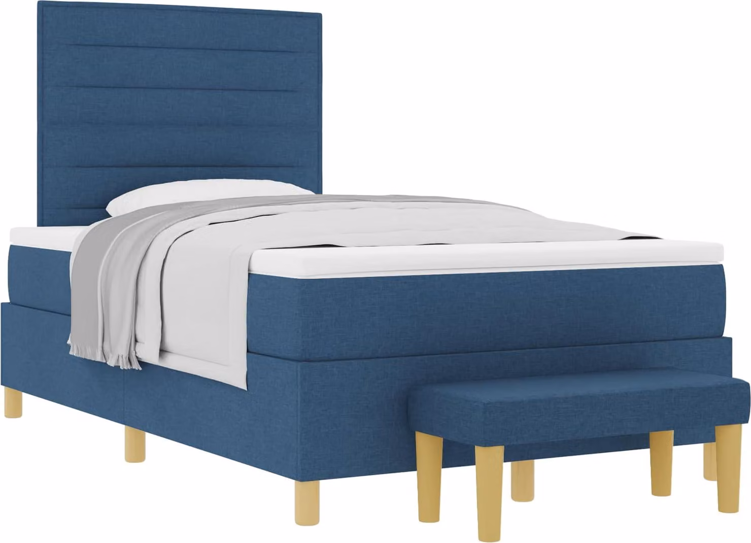 Letto a molle con cuscino con testiera Blu 190 x 120 cm Tessuto