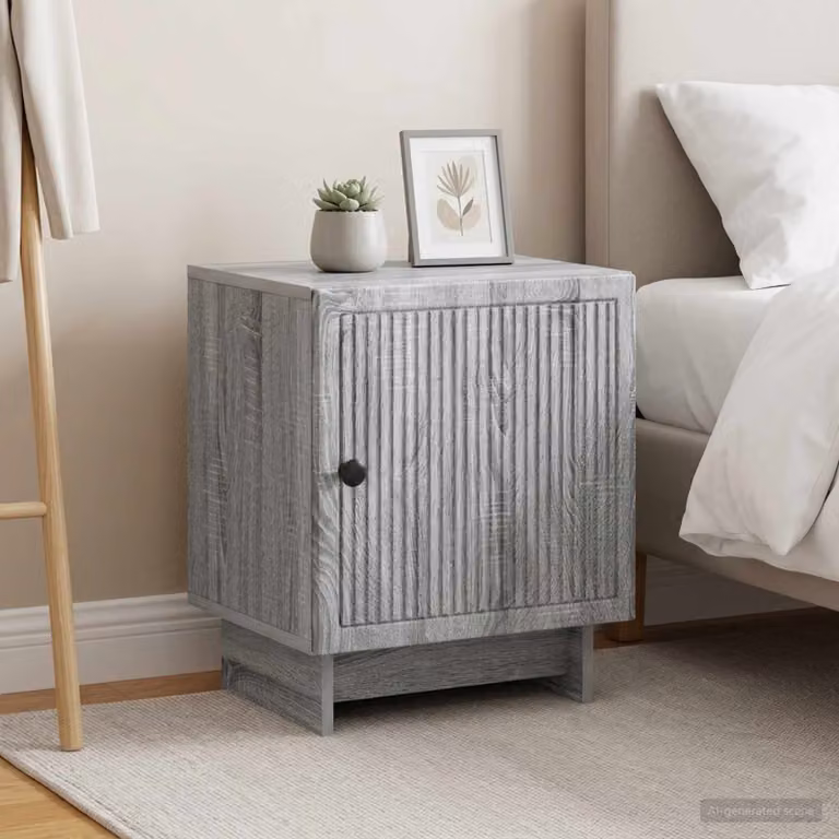 Set di 2 Armadi da Notte vidaXL Moderni in MDF e Metallo, Grigio e Nero, L 43 cm x P 34,5 cm x H 50 cm