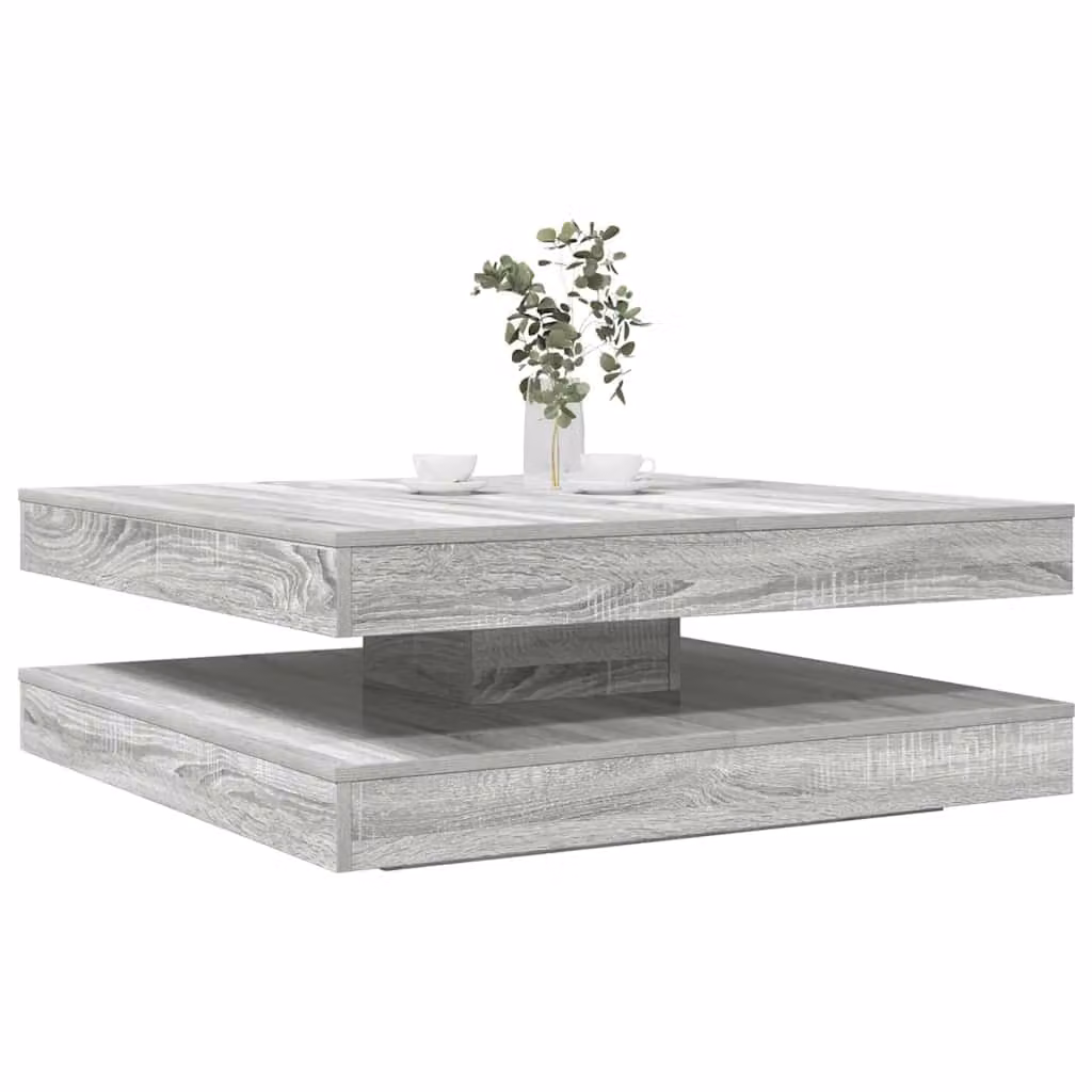 vidaXL Tavolino da Caffè Moderno Girevole a 360 Gradi Grigio L/P/H: 90 x 90 x 34,5 cm