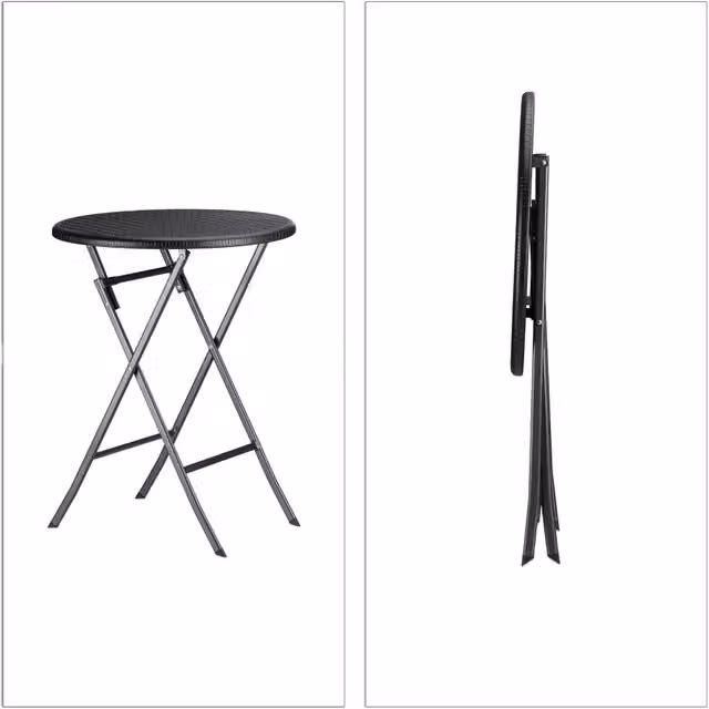 Set da 3 mobili da giardino pieghevoli dal design moderno 60 x 60 x 75,5 cm in plastica nera 13_0005247