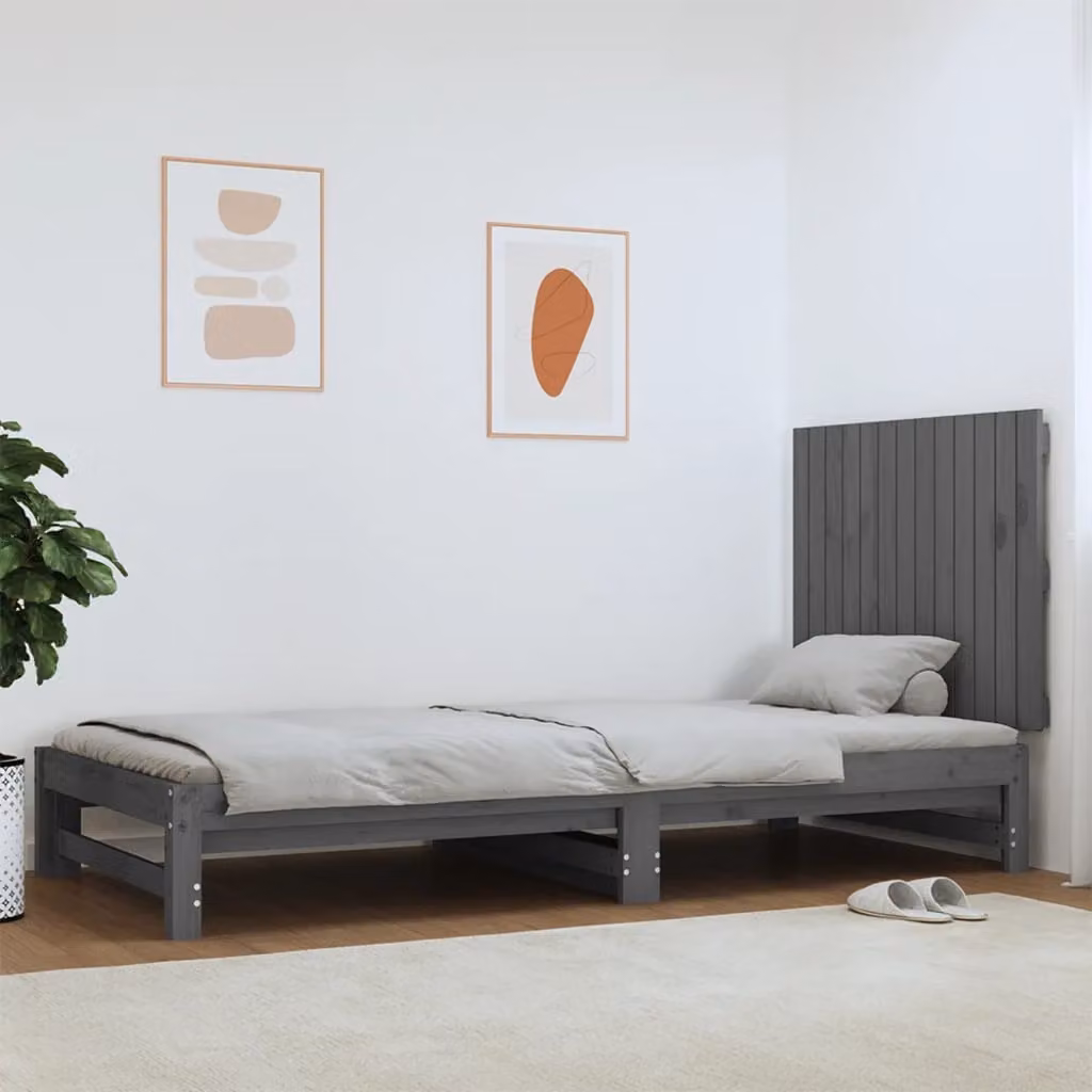 Testiera da parete vidaXL in legno massello di pino, colore grigio, L 82,5 cm x H 60 cm x P 3 cm