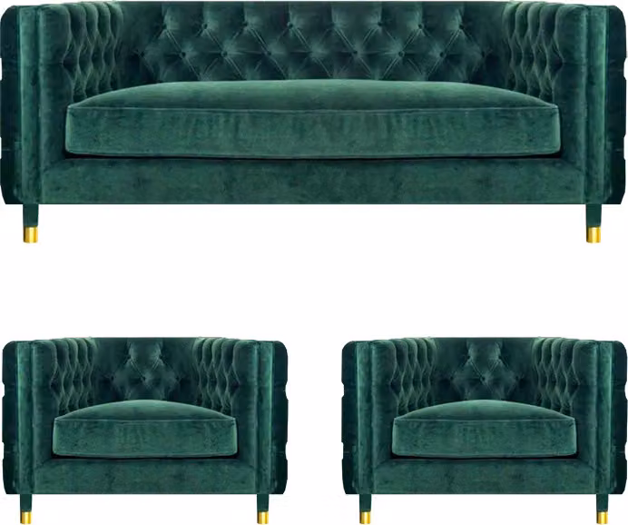 Modern Design Möbel Sofagarnitur Set 3tlg Textil Stoff Modern Chesterfield