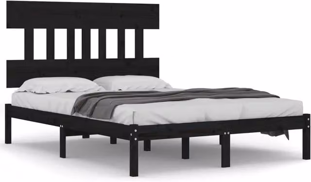 Letto matrimoniale in legno massello di pino nero L/P/H: 140 x 190 x 31 cm