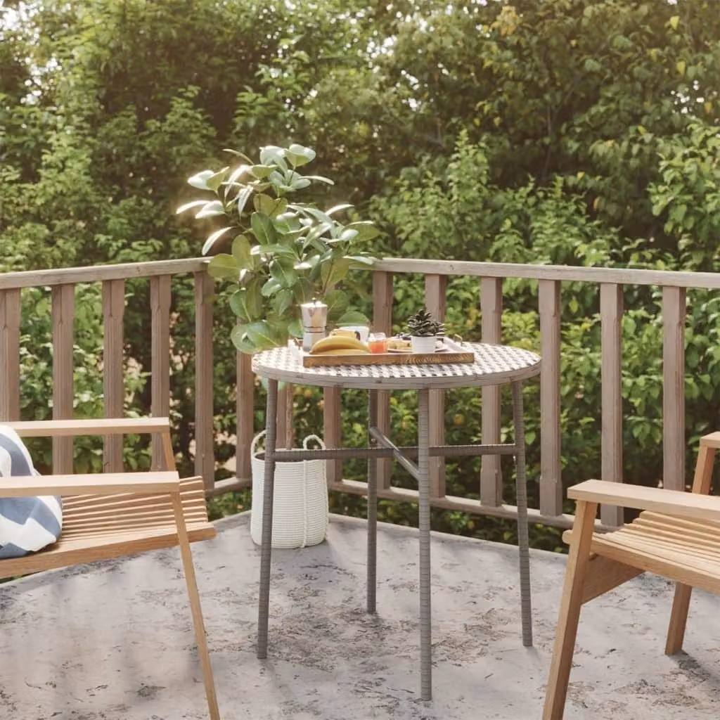 The Living Store Tavolino Grigio 45 cm Poly Rattan