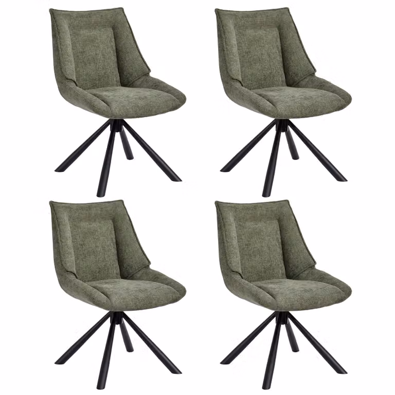 Duhome sedia da pranzo set di 4 sedie da cucina Sedia girevole a 180° in tessuto di ciniglia e struttura in metallo sedia da salotto con funzione reclinabile, verde