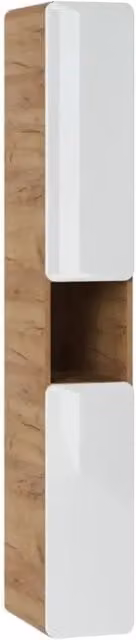 Colonna bagno ERBANO Meublorama in rovere e bianco lucido con 3 porte, da appendere, L: 25 cm, P: 27 cm, H: 170 cm
