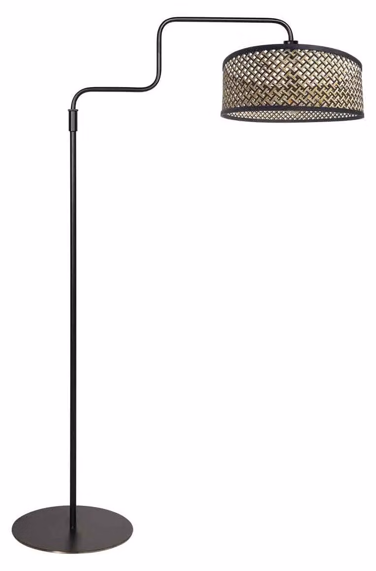 Lampada da terra - nero - Bloeba - bambù metallo - Ø 40cm - E27 - 4170ZW - Steinhauer