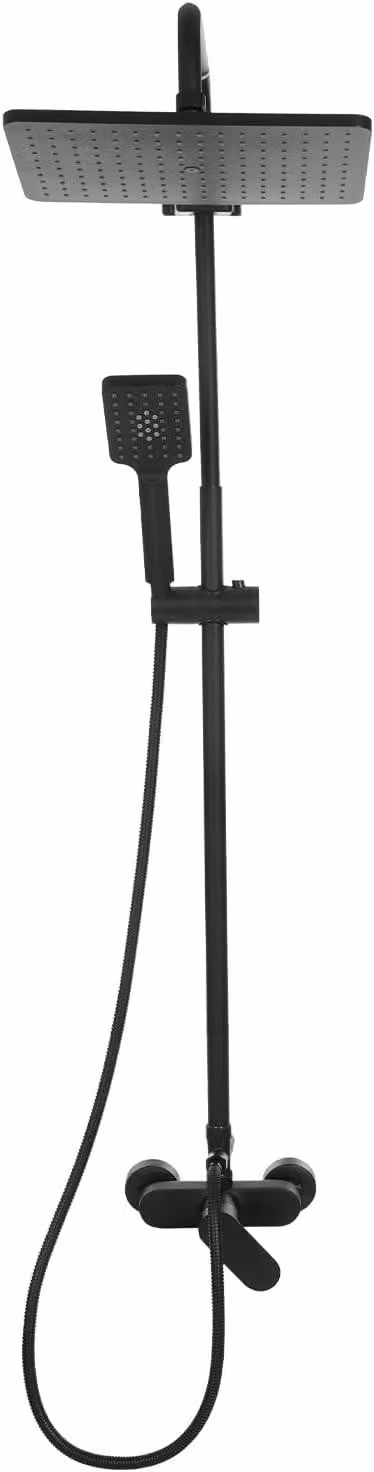 Set di rubinetteria per doccia a soffione, sistema doccia con miscelatore per bagni, scuole, centri termali e hotel, colore nero, valvola in Vetroceramica