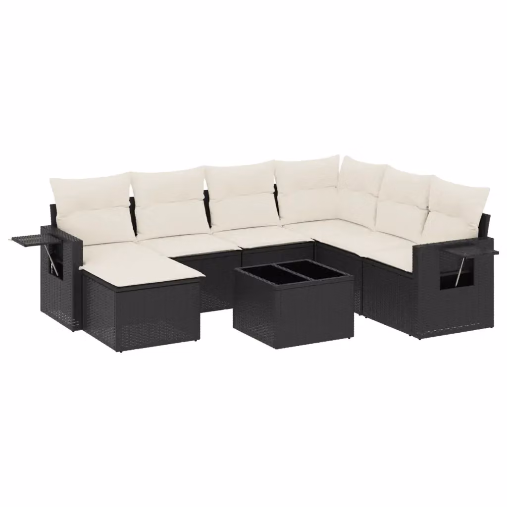 Set di divani da giardino vidaXL in polyrattan nero con 8 pezzi e cuscini imbottiti con coperture rimovibili – 2
