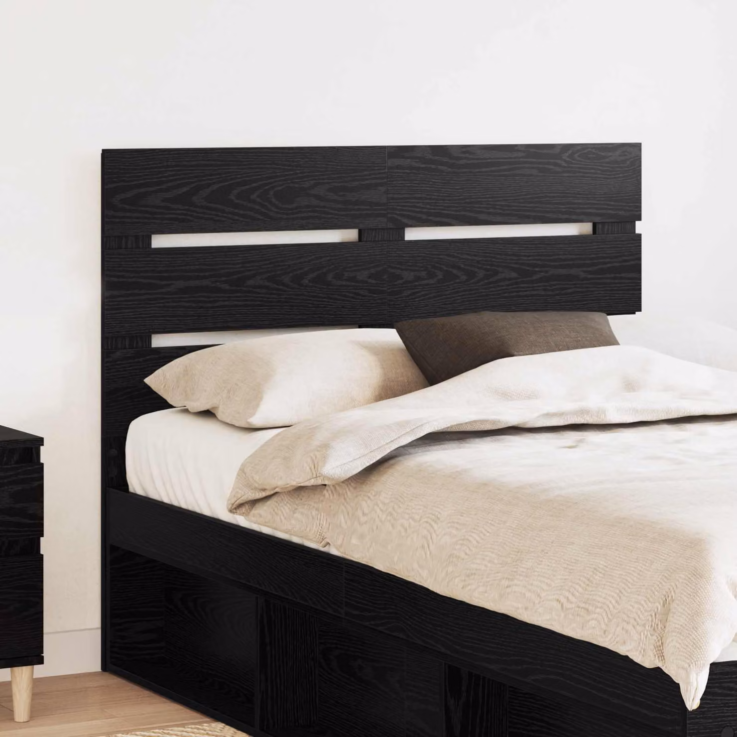 Testiera per letto vidaXL in legno ingegnerizzato rovere nero opaco L: 123 cm, H: 100 cm, P: 3 cm
