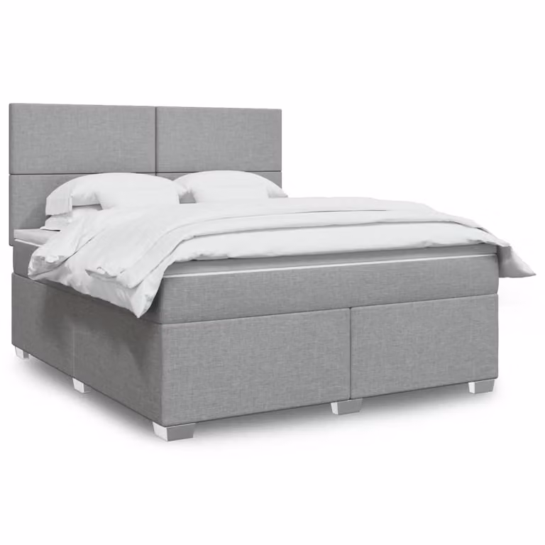 Giroletto a molle con materasso ibrido vidaXL in tessuto grigio e bianco L/P/H: 180 x 200 cm