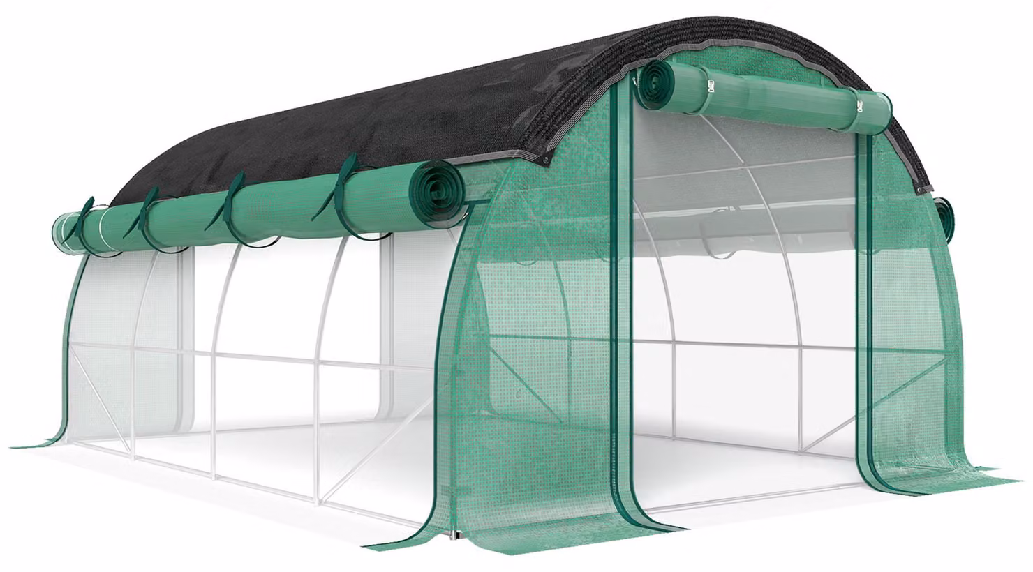 Serra Moonbite, dimensioni 400 x 300 x 198 cm, tunnel in plastica con 8 finestre, porta a rullo, pareti laterali apribili, rete anti-UV, ideale per coltivare pomodori anche in inverno, materiale plastico, colore verde