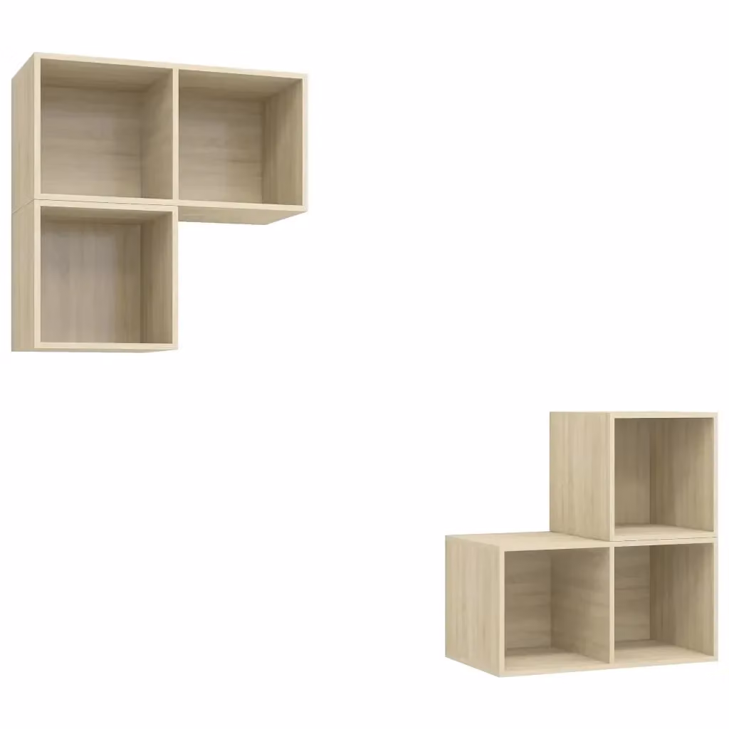 Set Porta TV 4 pezzi Credenza per TV Rovere Sonoma in Truciolato Beige – 2