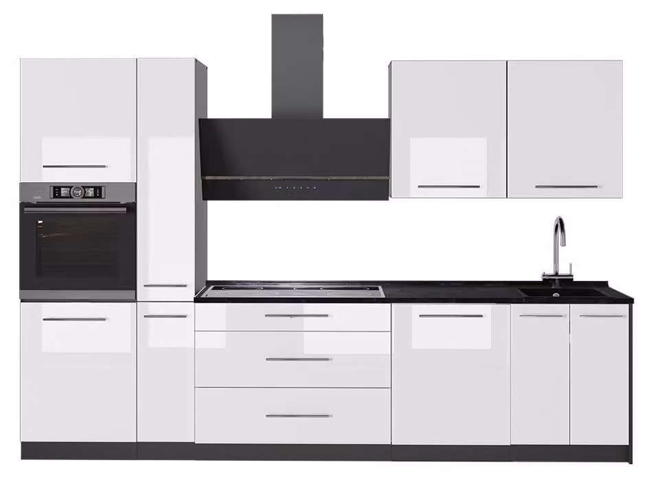 Cucina componibile Vicco Fame-Line Bianco lucido/Antracite 310 cm senza piano di lavoro, Model 64279