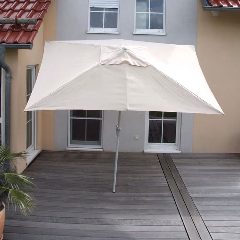 Ombrellone N23, ombrellone da giardino, rettangolare inclinabile 2x3m, poliestere/alluminio 4,5kg Protezione UV 50+ ~ crema