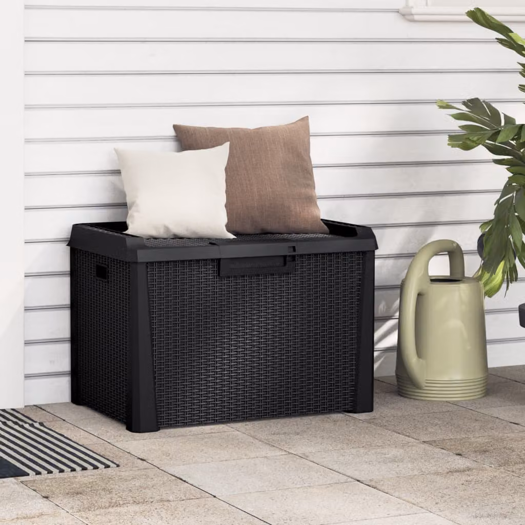 Baule da giardino vidaXL in plastica antracite e nero con capacità 125 L