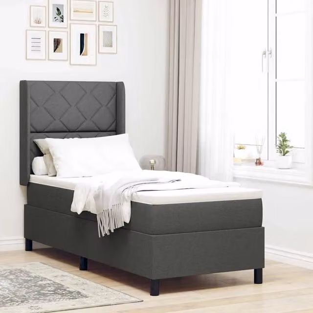 Letto ibrido con molle e schiuma vidaXL in tessuto grigio L/P: 90 x 190 cm – 1