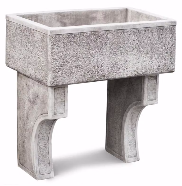 Casa Padrino Lavello da giardino in stile liberty grigio antico 80 x 50 x H. 90 cm