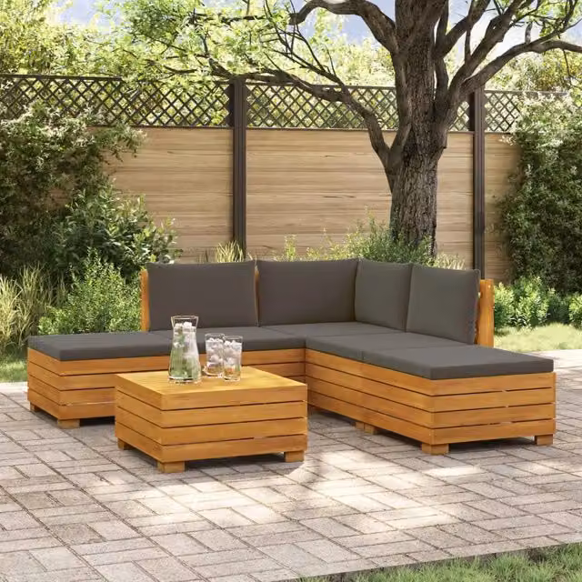 6 pz Set di divani da esterno Legno di Acacia Massello Marrone 3403100