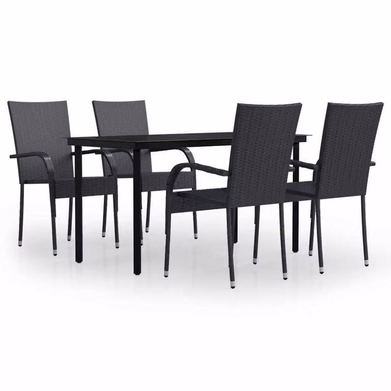 Set Mobili da Pranzo per Giardino 5 pz Nero