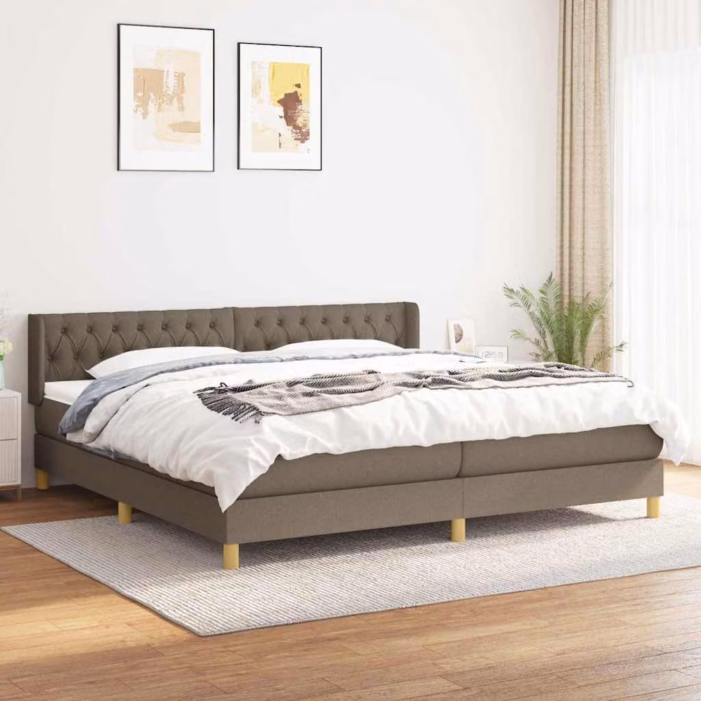 vidaXL Giroletto a Molle Ibrido con Materasso in Tessuto, Colore Tortora, L/P: 200 x 200 cm