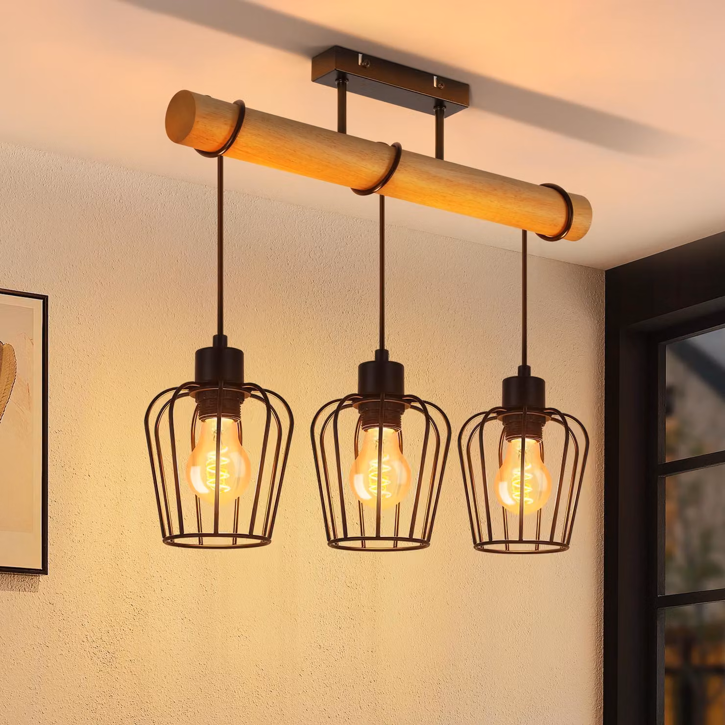 ZMH plafoniera soggiorno lampada da soffitto vintage legno nero lampada da soggiorno in design industriale in metallo E27 illuminazione da soffitto per cucina sala da pranzo camera da letto - senza lampadine
