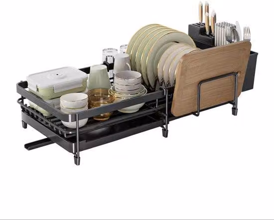 Scolapiatti multifunzionale da cucina, scolapiatti estraibile per stoviglie, scolapiatti salvaspazio, scolapiatti da cucina resistente in acciaio inossidabile con portaposate
