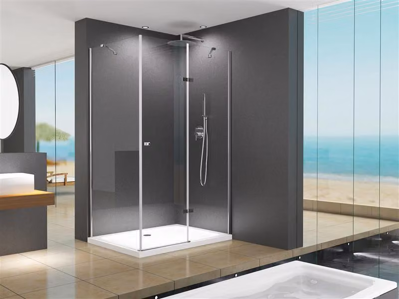Glaswerk Westfalen - Cabina doccia angolare in vetro, dimensioni 90x75x195 cm, completa di accessori