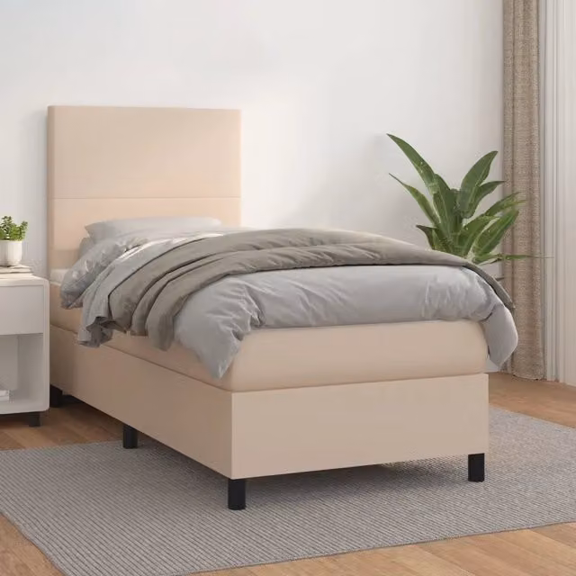 Giroletto a Molle con Materasso-Struttura Letto Cappuccino 90x190 cm Similpelle 489908