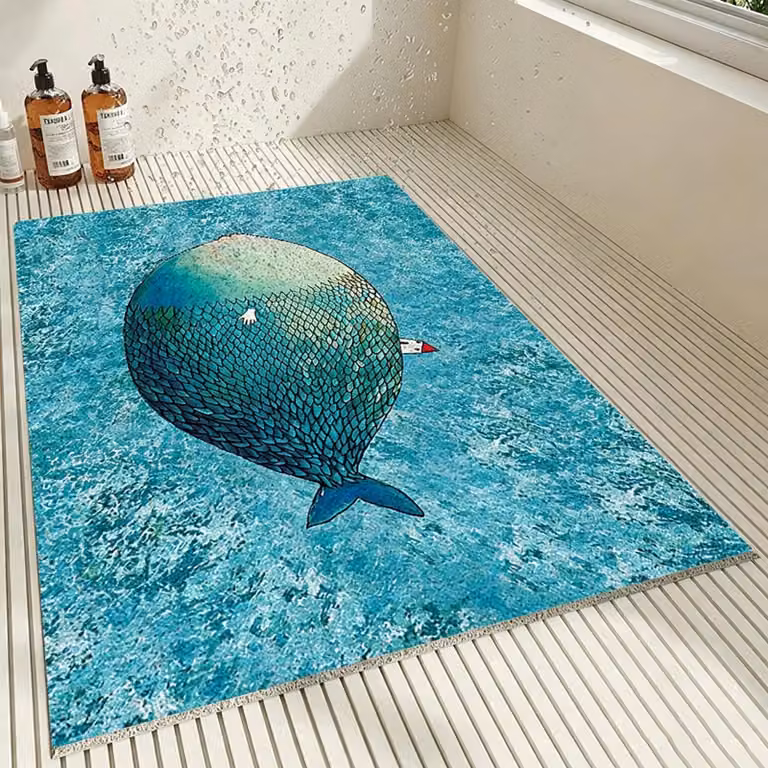 Elzusha - Tappetino antiscivolo per doccia con fori di drenaggio, 80x120 cm