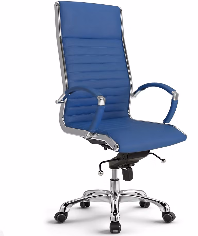 VERSEE Montreal sedia da ufficio in pelle blu - sedia direzionale che favorisce la schiena, sedia girevole ergonomica con imbottitura di alta qualità, ideale per l'ufficio e l'ufficio domestico, fino a 150 kg