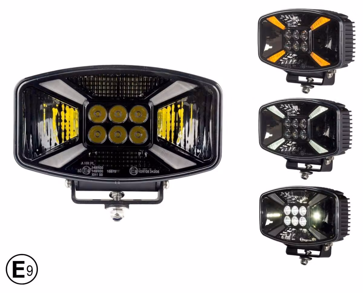 Faro universale a LED da 140 W / lampada alogena 12 V–24 V con luci diurne (DRL) e luci di posizione, bianco-giallo, per ATV, jeep, autocarri, trattori