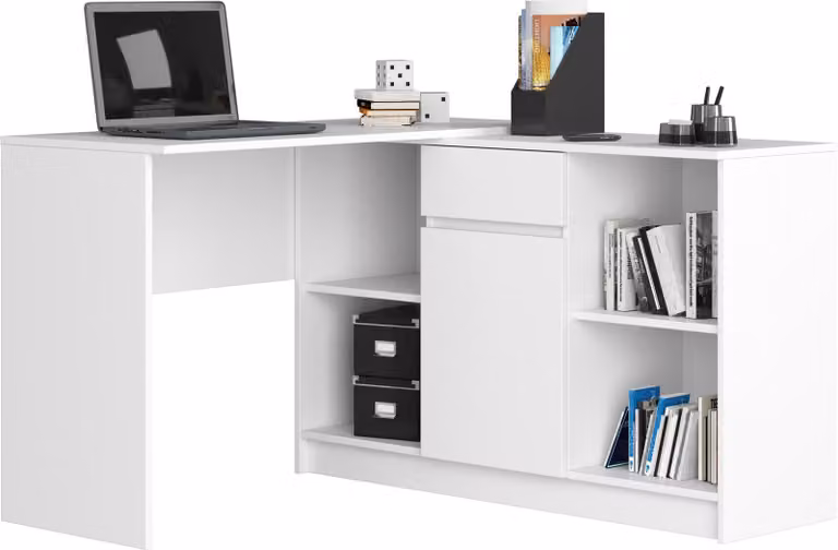 Akord Scrivania Angolare Con Mobiletto Bianco 120X126X79 Cm