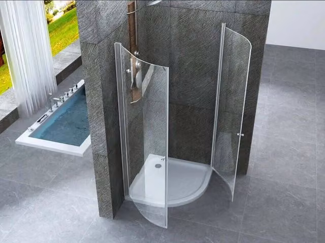Box Doccia Semicircolare H190cm Doppia Anta Battente Cristallo 6mm - Cassiopea - 90x90