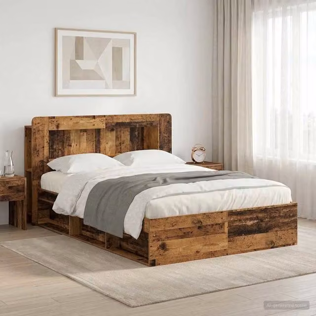 Telaio del letto con storage Legno antico 135 x 190 cm 3433482