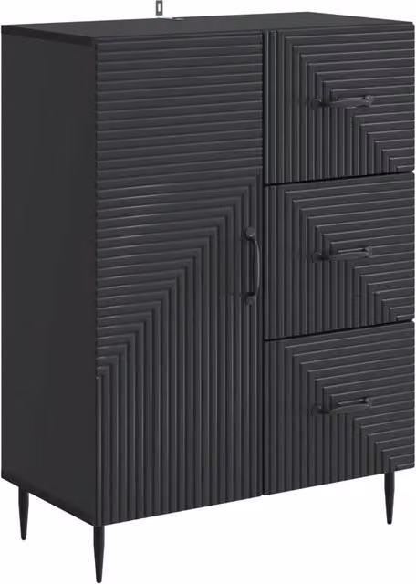 Credenza moderna vidaXL in legno MDF e metallo nero opaco L/P/H: 66 x 34,5 x 89,5 cm